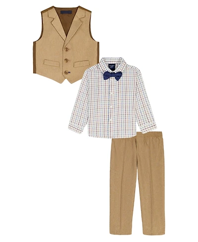 Nautica Baby Boys 4-Piece Heather Herringbone Shirt, Tie, Pant and Vest Set