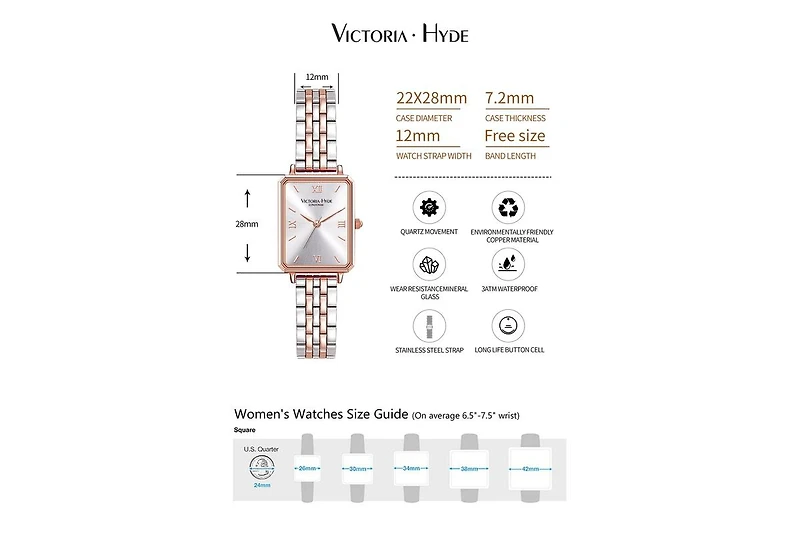 Women's Watch 22×28 mm Dial Rectangular Face Watches Hampton Victoria Hyde