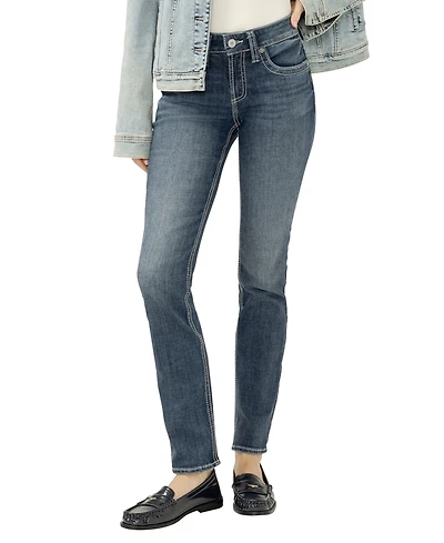 Silver Jeans Co. Women's Suki Mid Rise Curvy Fit Straight Leg