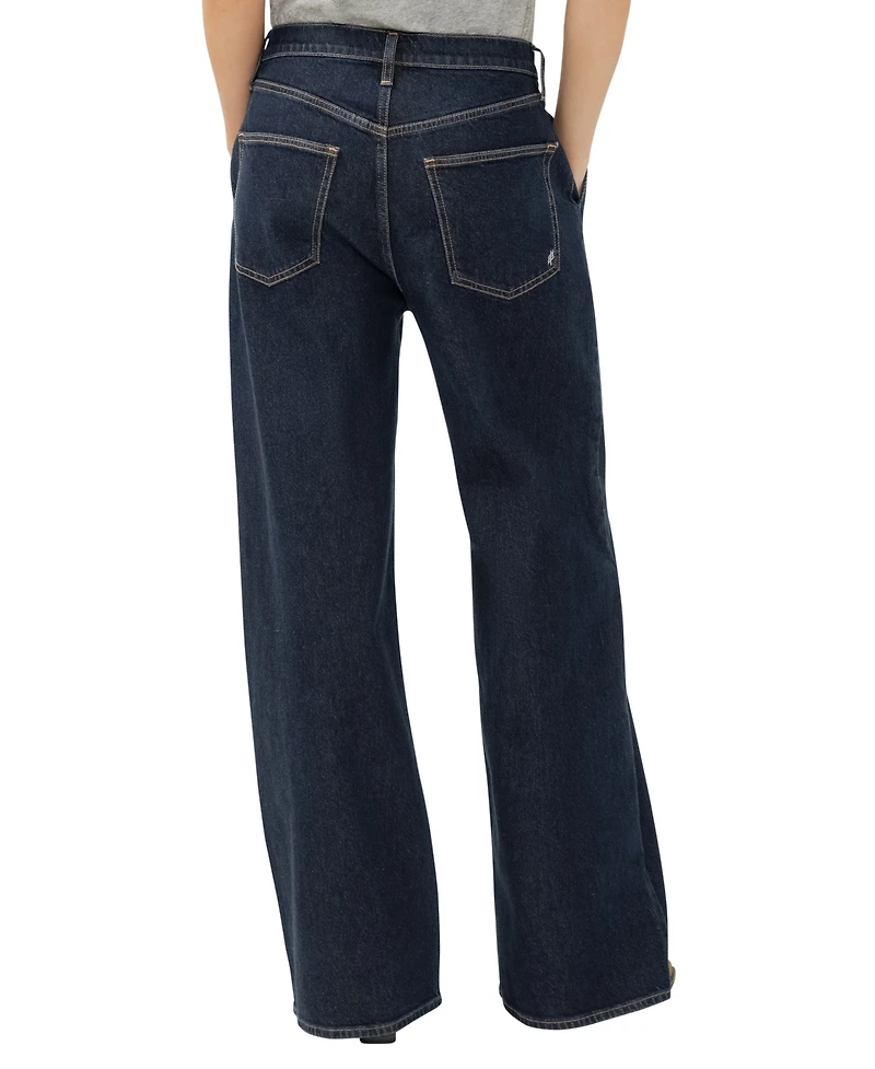 Silver Jeans Co. Women's High Rise Pleated Denim Trouser Leg