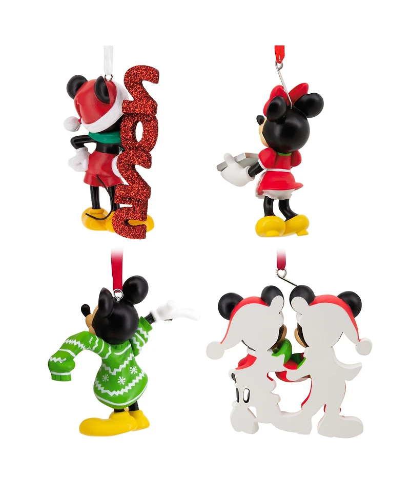 Hallmark Disney Mickey and Minnie Christmas Ornaments, Set of 4