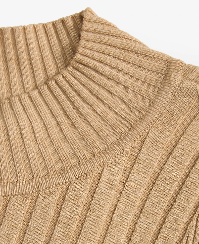 I.n.c. International Concepts Women's Detail Ribbed Mock Neck Sweater, Created for Macy's