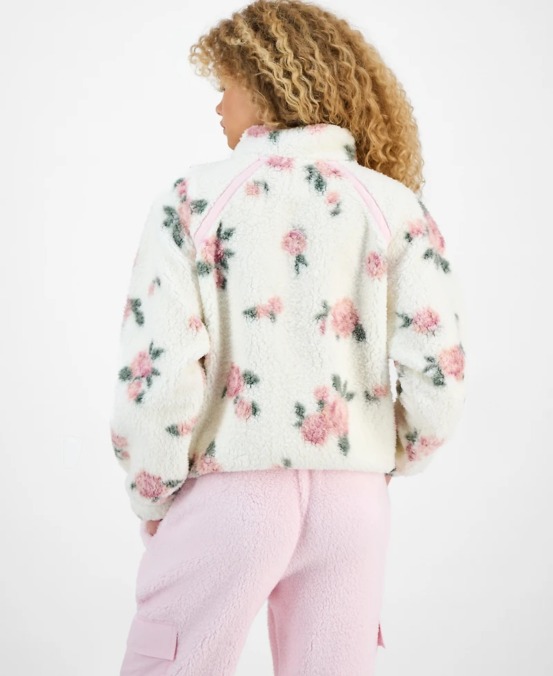 Hippie Rose Juniors' Quarter-Zip Sherpa Jacket