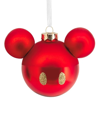 Hallmark Disney Mickey Mouse Ears Icon Glass Christmas Tree Ornament