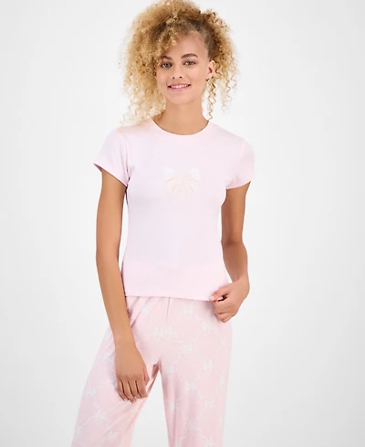 Just Polly Juniors' Pointelle Short-Sleeve Top