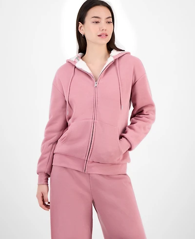 Ultra Flirt Juniors' Full-Zip Faux-Fur-Lined Hoodie