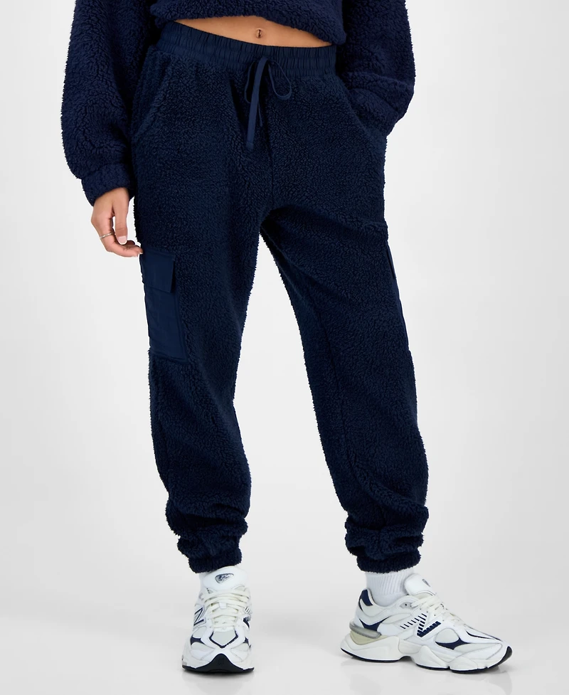 Hippie Rose Juniors' Sherpa Cargo Jogger Pants