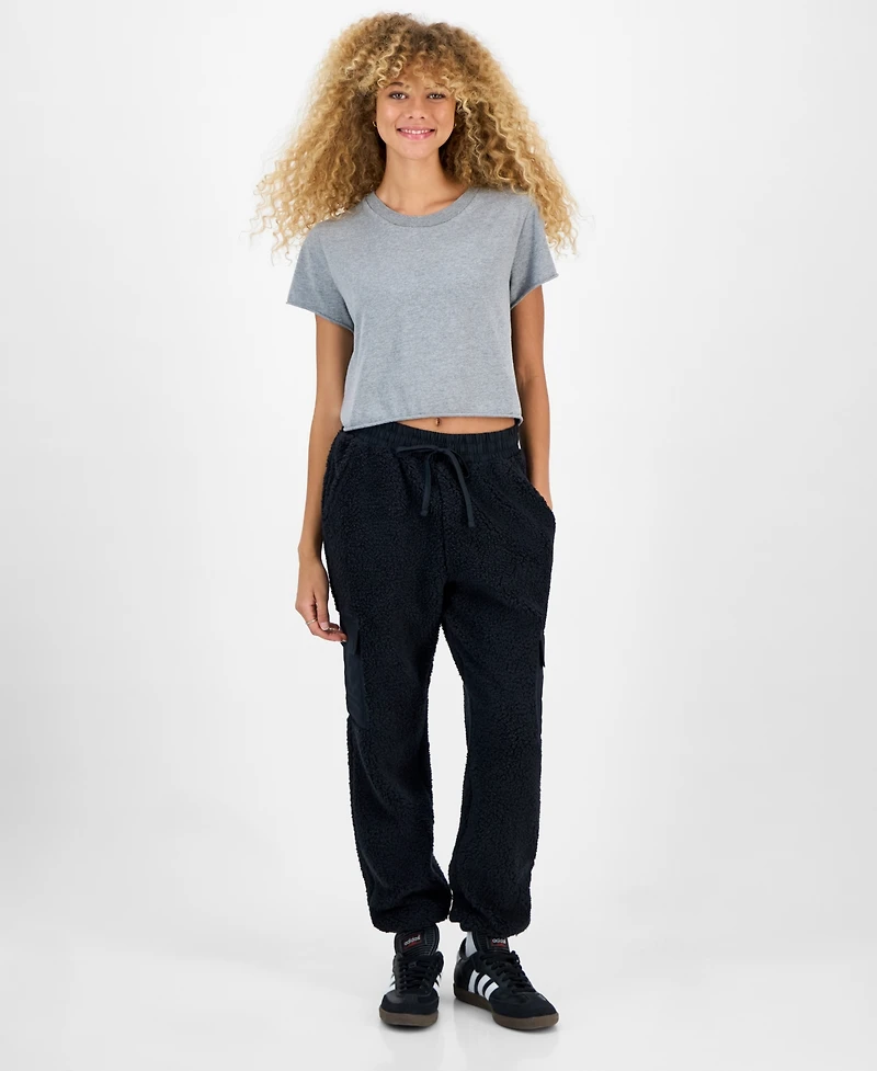 Hippie Rose Juniors' Sherpa Cargo Jogger Pants