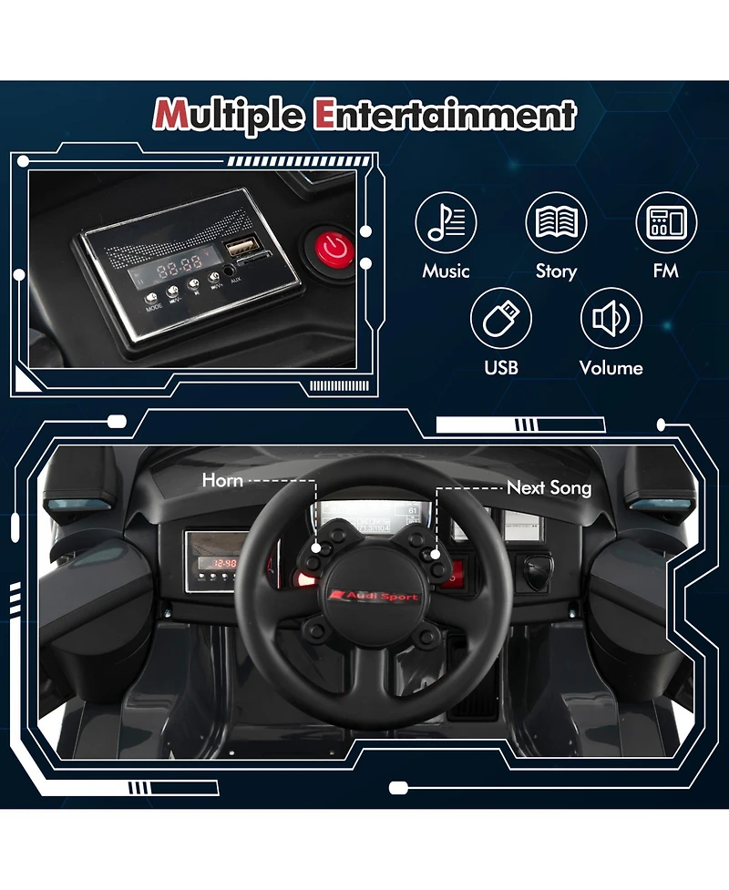 Akiudex Licensed Audi Ride-On Car for Kids with Remote Control and Music