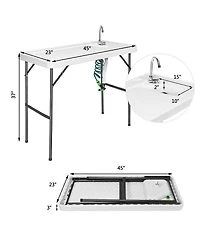 Akiudex folding cleaning sink faucet cutting camping table with sprayer