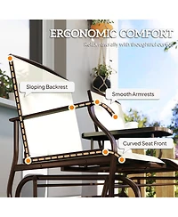 Outsunny 2-Person Outdoor Glider Bench with Center Table,