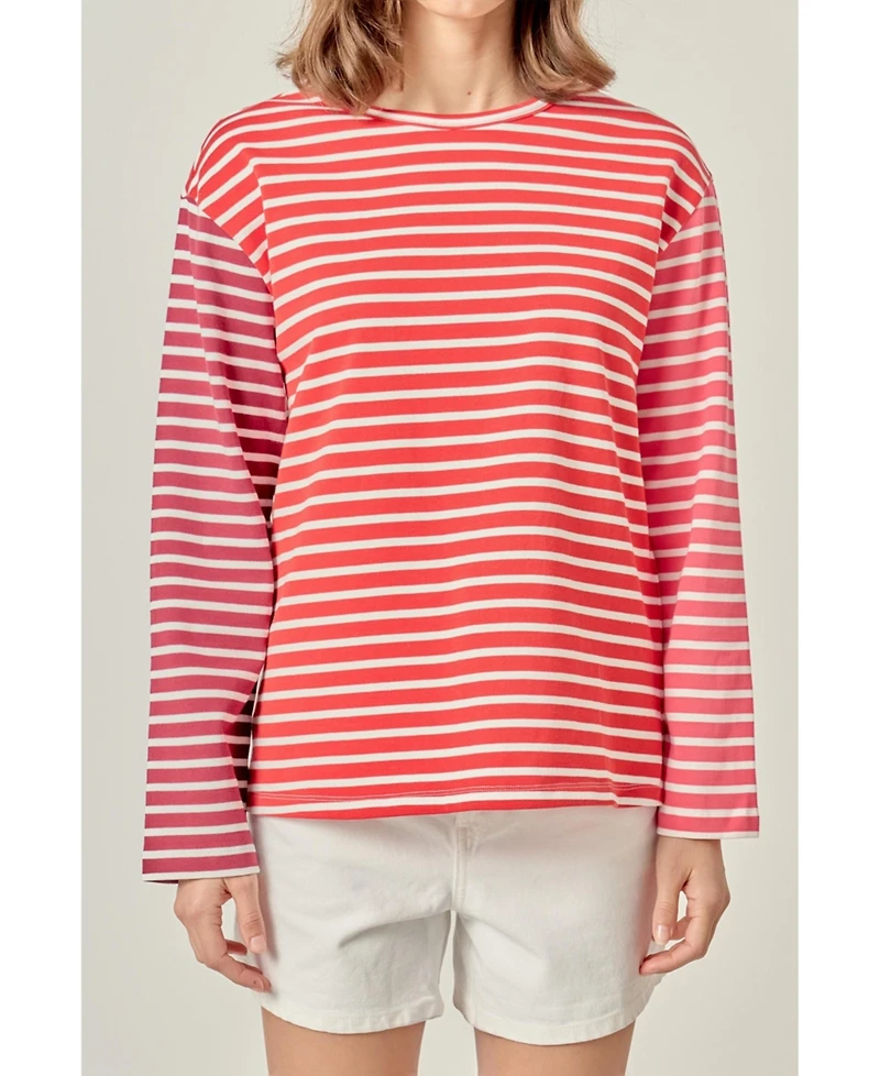 English Factory Women's Stripe Color Block Shirt