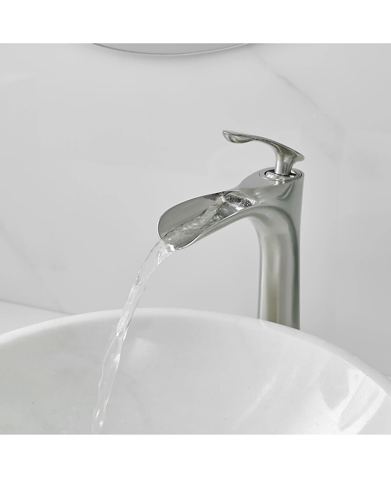 Greenspring Single Hole Handle Bathroom Vessel Sink Faucet With Pop Up Drain Without Overflow Matte Black Chrome