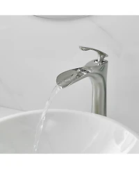 Greenspring Single Hole Handle Bathroom Vessel Sink Faucet With Pop Up Drain Without Overflow Matte Black Chrome