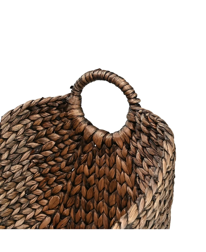 Nellie Farmhouse Classic Hand-Woven Hyacinth Storage Boat Baskets with Handles (Set of 3)