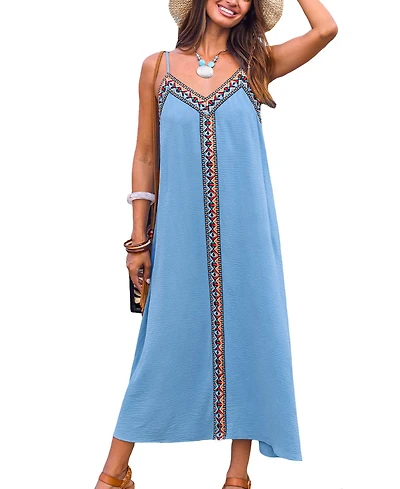 Cupshe Women's Let It Slide Blue Maxi Beach Dress
