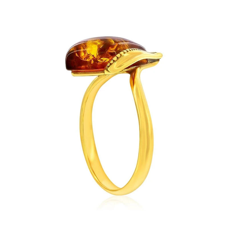 Caribbean Treasures Sterling Silver, Amber Marquise Ring