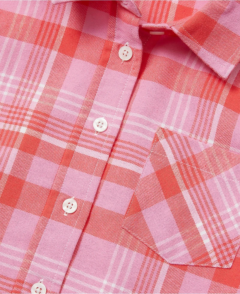 Lands' End Girls Long Sleeve Cropped Flannel Shirt