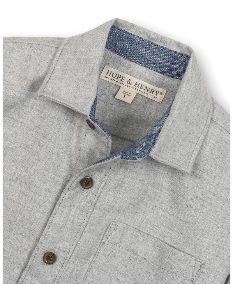 Hope & Henry Little and Big Boys' Organic Long Sleeve Flannel Button Down Shirt with Elbow Patches
