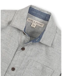 Hope & Henry Little and Big Boys' Organic Long Sleeve Flannel Button Down Shirt with Elbow Patches