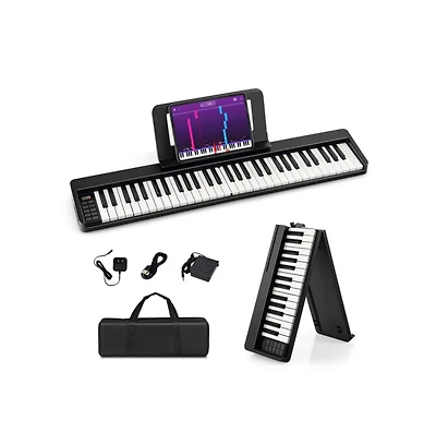 Akiudex 61-Key Foldable Digital Piano with Bag Pedal and Wireless Midi