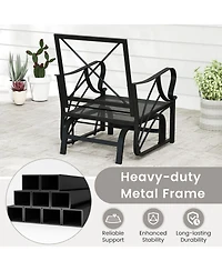 Gymax 2PCS Patio Glider Chair Single Outdoor Rocking with Seat and Back Cushions
