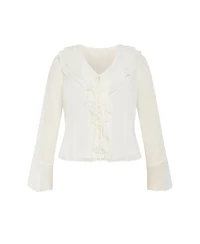 City Chic Women's Plus Luscious Sheer Ruffles Top