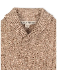 Hope & Henry Little and Big Boys' Organic Long Sleeve Shawl Collar Cable Sweater