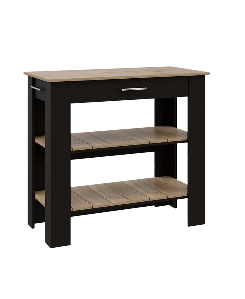 Slickblue Wooden Kitchen Island Table with Drawer and 2 Storage Shelves for Meal Prep