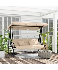 Outsunny 3-Seat Outdoor Patio Swing Chair with Adjustable Canopy,
