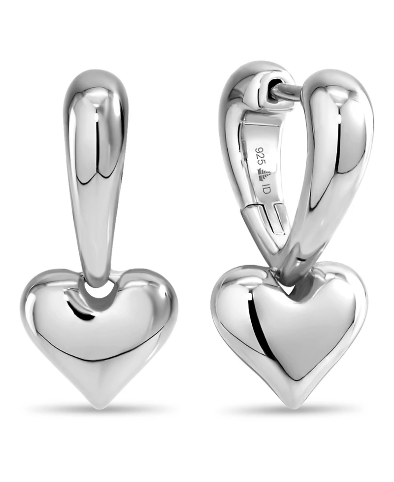 Devata Sweet Heart Huggie Hoop Earrings in Sterling Silver