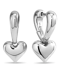 Devata Sweet Heart Huggie Hoop Earrings in Sterling Silver