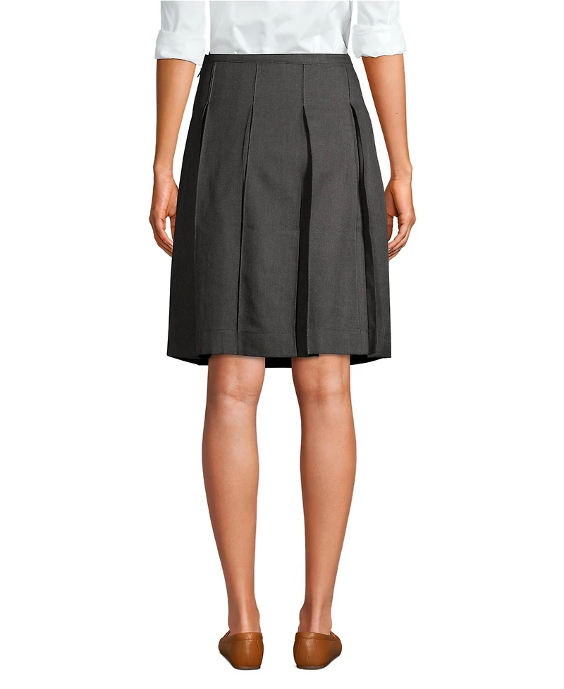 Lands' End Women's Plus Solid Top of Knee Box Pleat Skirt
