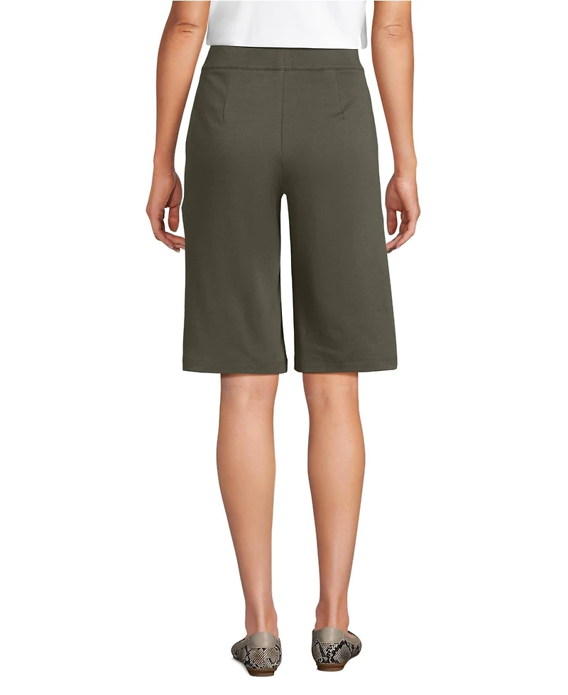 Lands' End Women's Sport Knit High Rise Pleated 12" Bermuda Shorts