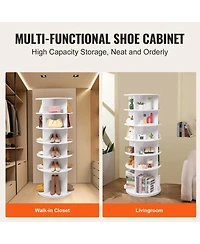 Slickblue 6-Tier Rotating Shoe Rack Tower, 360° Spinning Round Organizer for Entryway Storage