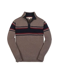 Hope & Henry Little and Big Boys' Organic Long Sleeve Half Zip Sweater with Engineered Stripe