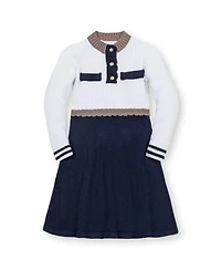Hope & Henry Big Girls Organic Mock Neck Henley Sweater Dress