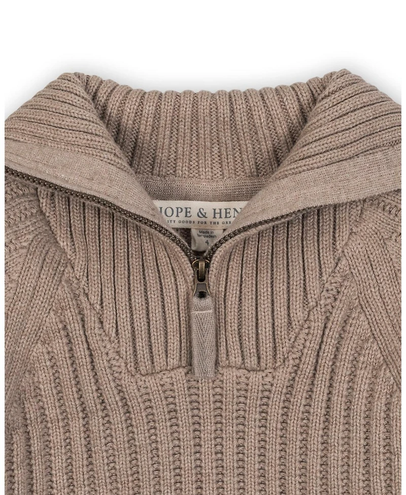 Hope & Henry Toddler Girls Organic Half Zip Raglan Sweater Dress