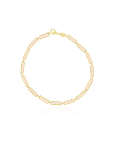 The Lovery Pink Pearl Bar Bracelet 14K Gold
