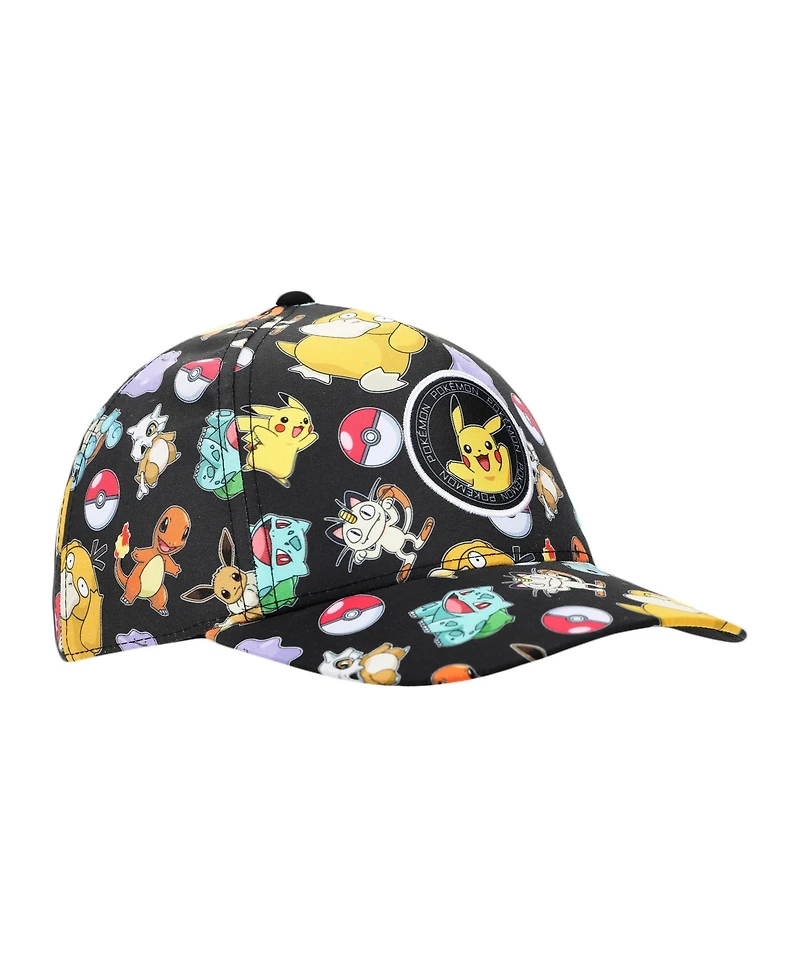 Pokemon Boys Pokemon Characters All-Over Print Youth Black Traditional Adjustable Hat