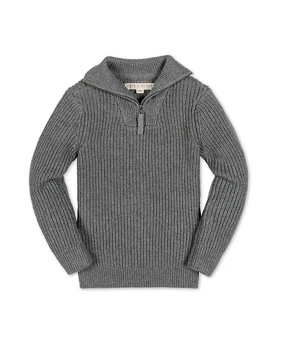 Hope & Henry Little and Big Boys' Organic Rib Knit Half Zip Pullover Sweater