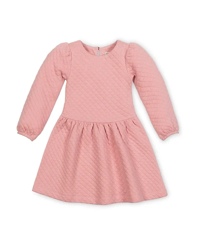 Hope & Henry Little and Big Girls' Long Sleeve Quilted Drop Waist Dress