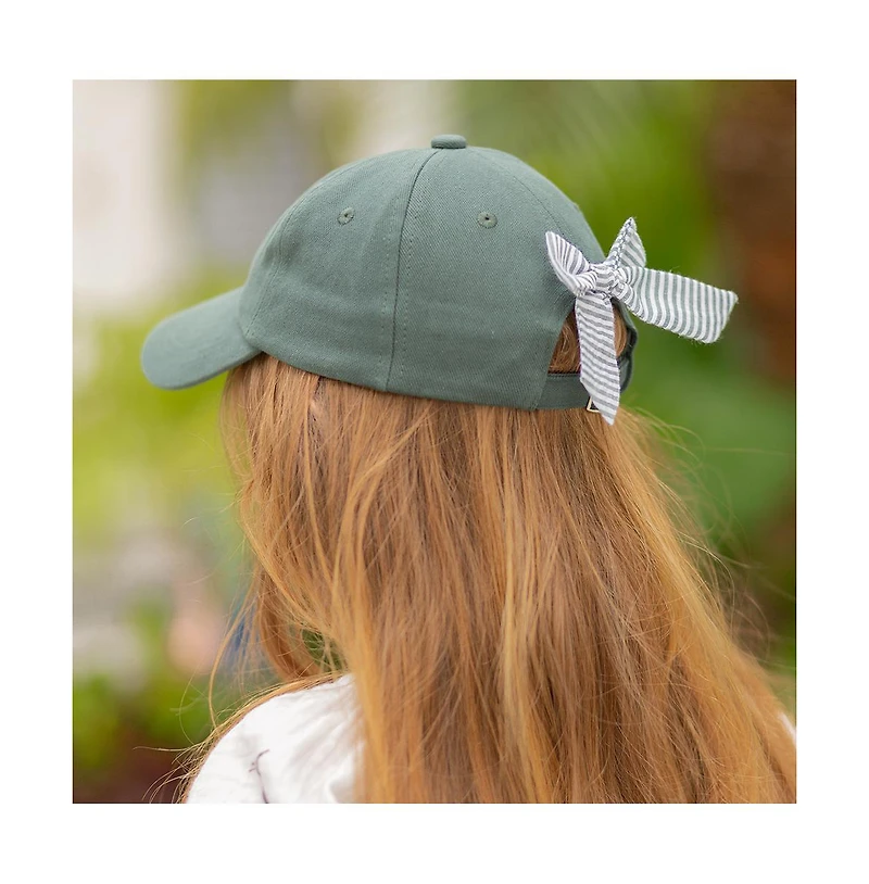 Bits & Bows Girls' Horse Bow Baseball Hat in Hunter Green