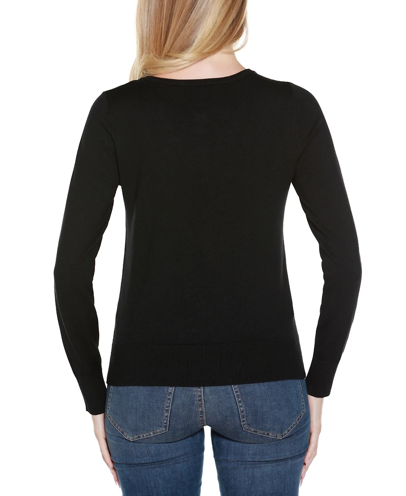 Belldini Women's Embellished Neckline Cardigan Sweater