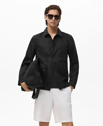 Mango Men's Linen-Blend Pockets Jacket