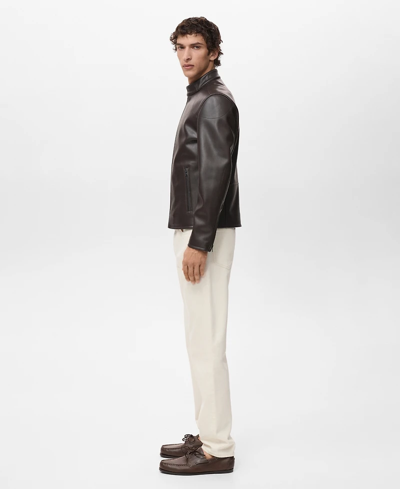 Mango Men's Zip-Up Leather-Effect Jacket