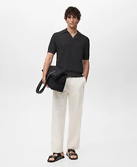 Mango Men's Crochet Cotton Polo Shirt