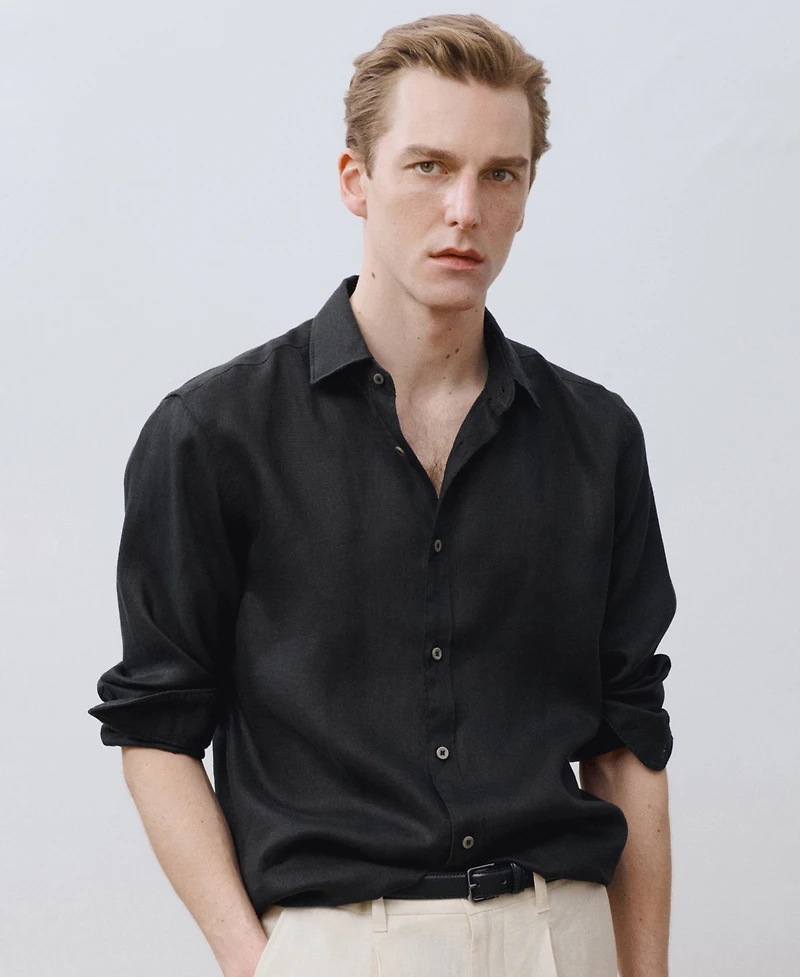 Mango Men's Linen Long Sleeve Shirt