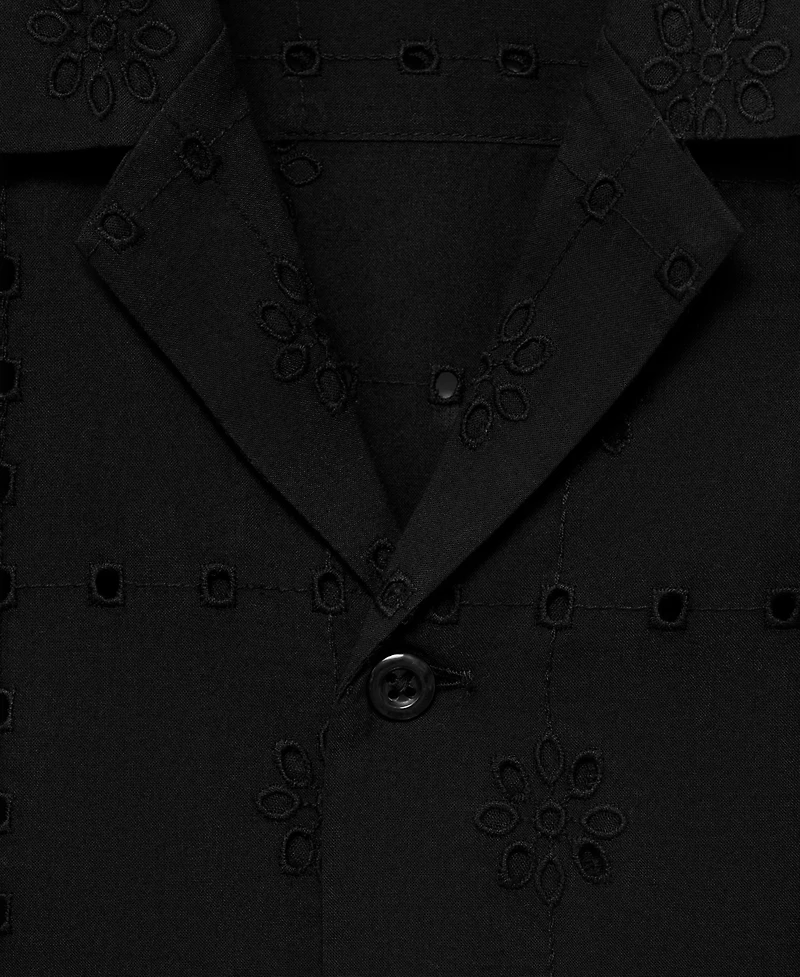 Mango Men's Embroidered Eyelet Details Shirt
