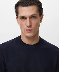 Mango Men's Microstructure Cotton Knitted Sweater